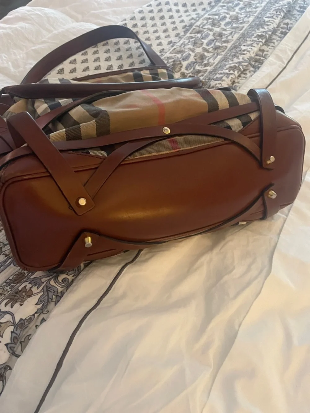 Burberry Canvas Bucket Bag with Brown Leather Trim - Picture 3 of 12